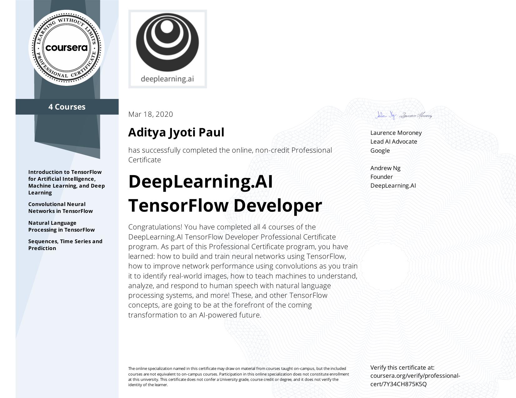 Intro to hot sale tensorflow coursera